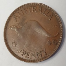 AUSTRALIA 1946 .ONE 1 PENNY . ERROR . RARE PLANCHET FLAW